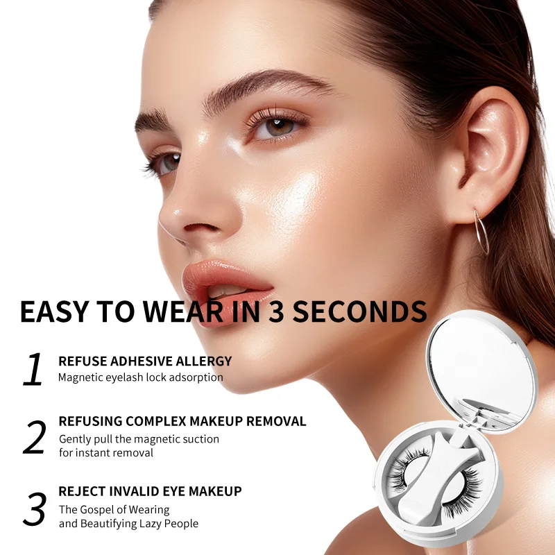 علبة رموش مغناطيسية مع أنماط صندوق تخزين متكامل رموش أوروبية وأمريكية طبيعية كثيفة محمولة خالية من الغراء