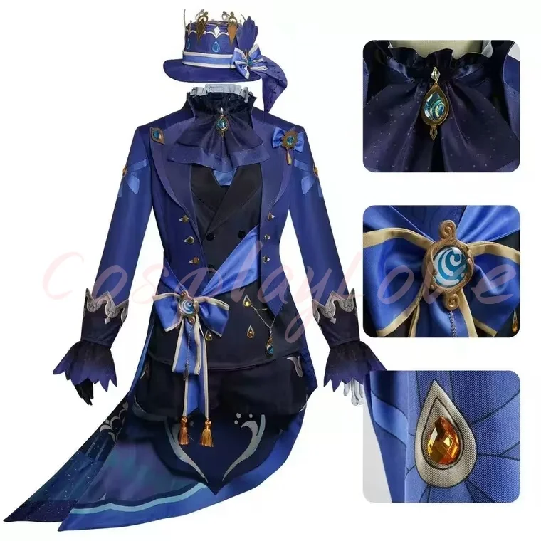 

CosplayLove Furina Cosplay Costume Wig Hair Impact Fontaine Focalors with Hat Suits High Heel Cosplay Shoes for Women Outfits
