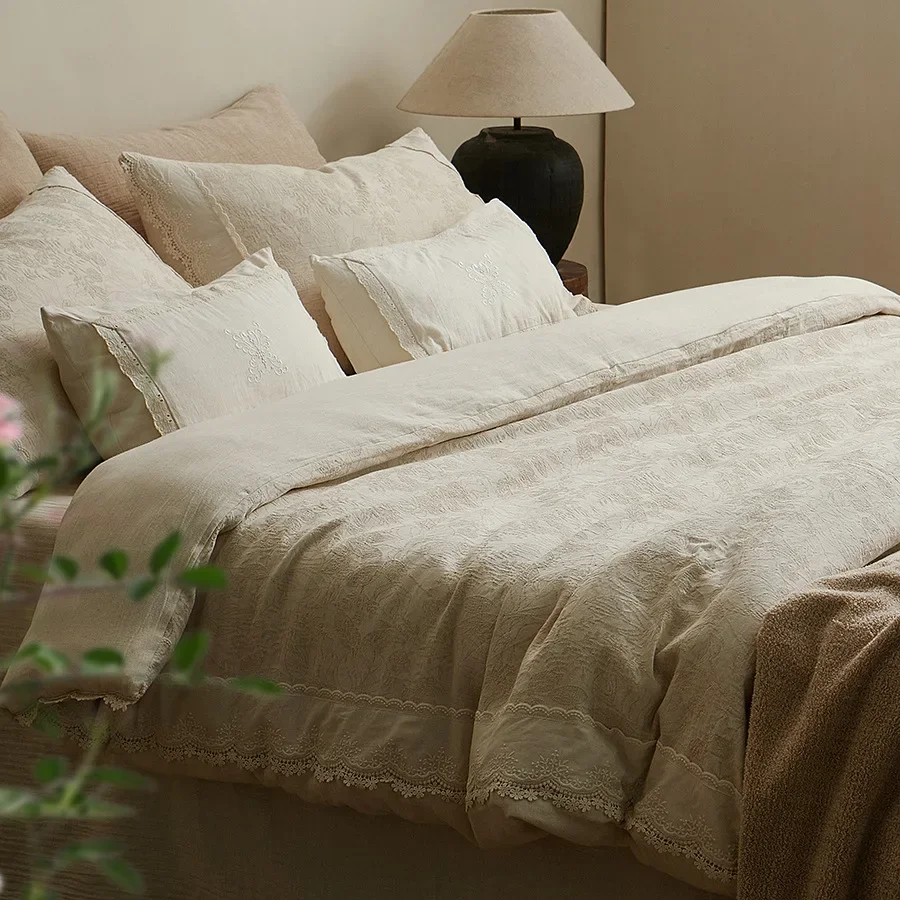 Cotton Linen Natural Duvet Cover Soft Comfortable Quilt Comforter Cover Queen/King Durable Healthy Home Textiles Bedding