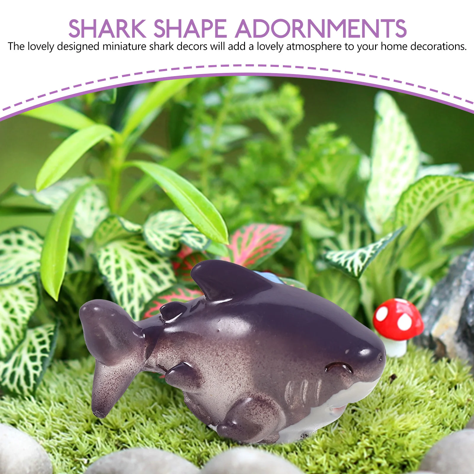 

2pcs Mini Resin Figurines Decoration Micro Landscape Ornament For Tabletop Succulents Potted Plants Resin Shark