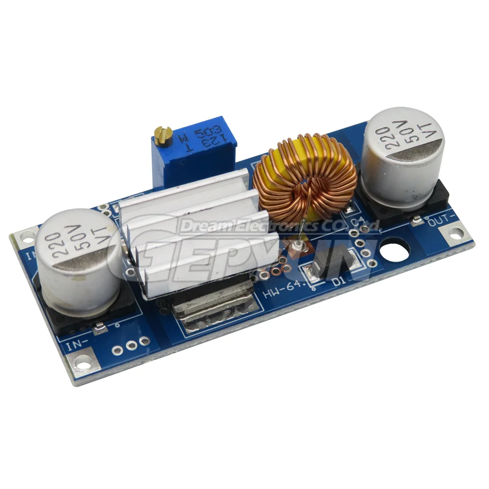 5A XL4015 DC-DC Step Down Adjustable Power Supply Module LED Lithium Charger With Heat Sink