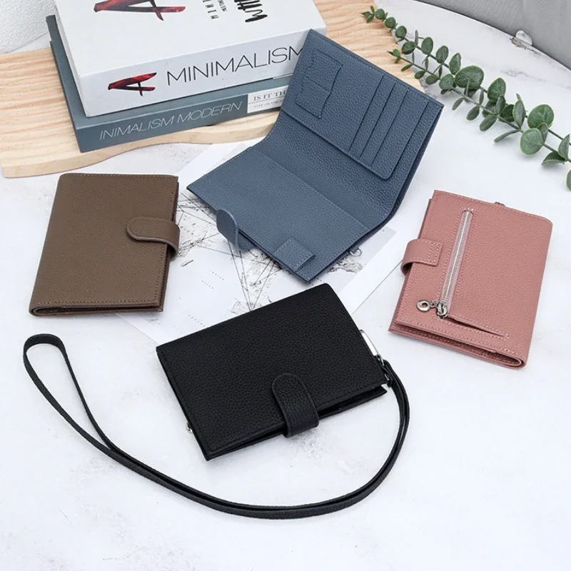 Lanyard Passport Holder Travel Wallet Genuine Leather Passport Covers Women and Men Travel Essentials with Card Slots Pen Slot