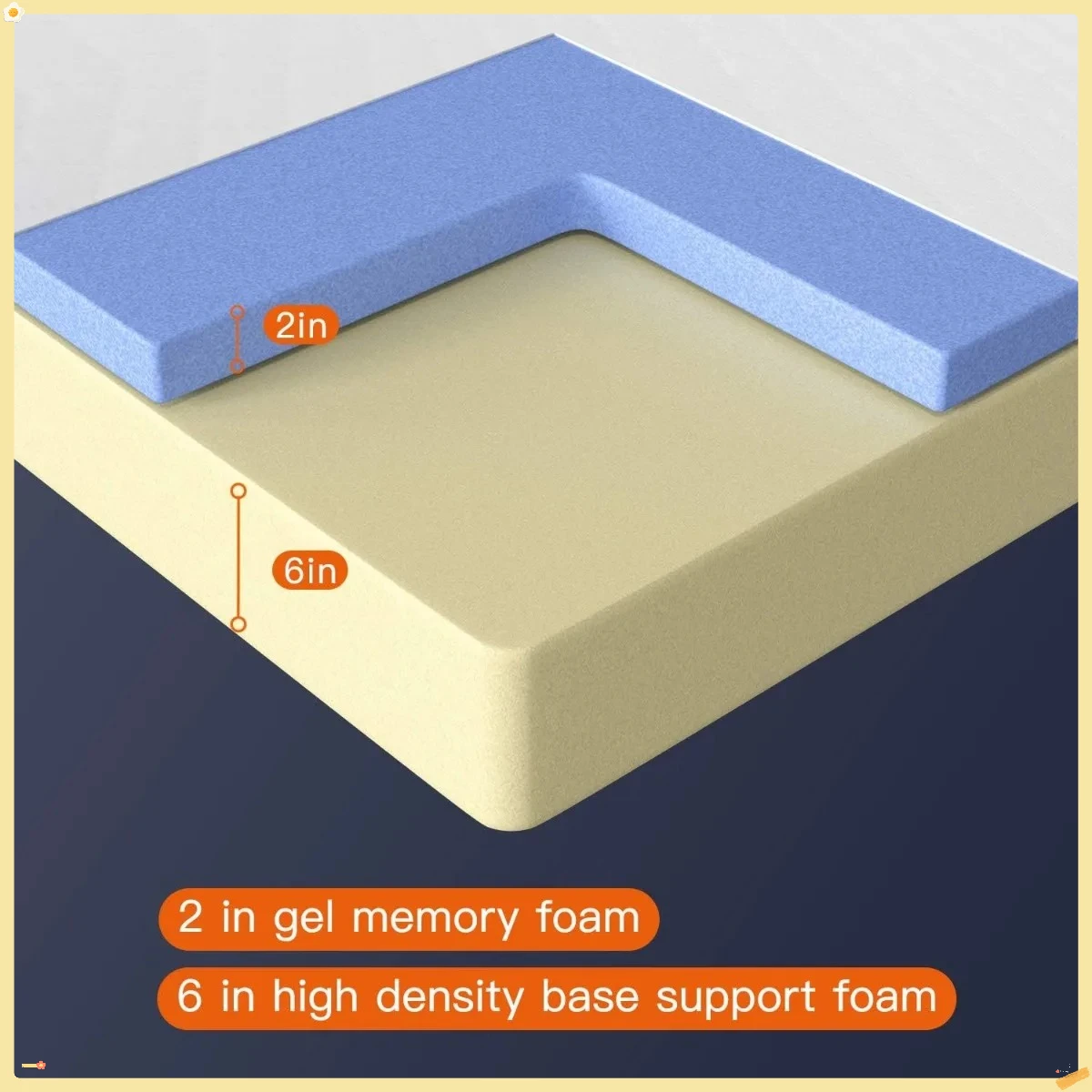 Colchão de 8", espuma viscoelástica de gel de firmeza média com capa removível e lavável, cama de resfriamento em uma caixa