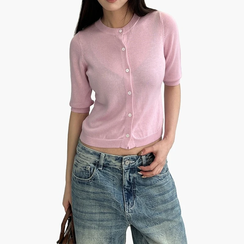 

2026 Early Spring Single Sweater for Women, Korean Style Slimming and Versatile Mid-sleeve Top for Women