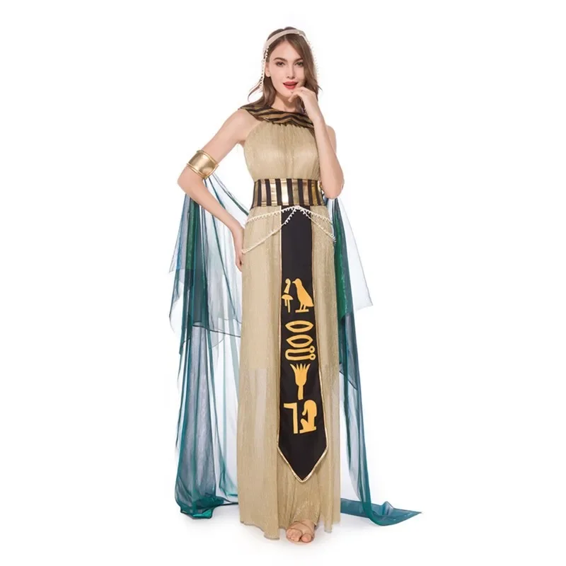 Halloween Carnival Pharaoh Cleopatra Couples Egypt Egyptian Queen Costume Myth Goddess Role Play Cosplay Fancy Party Adult Dress