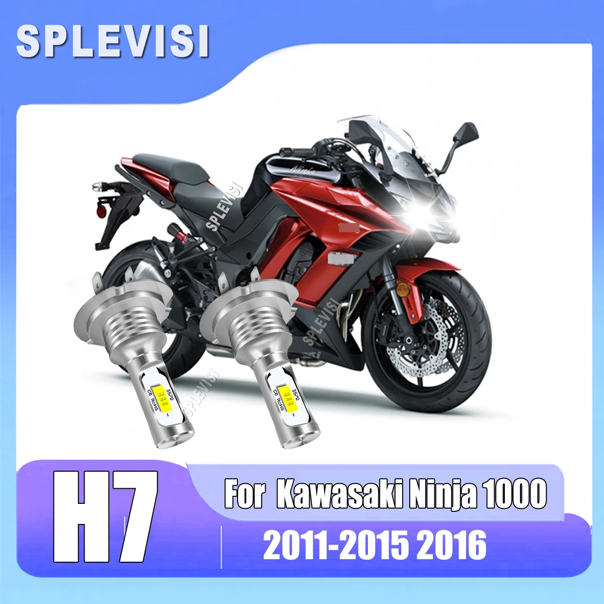 

12v H7 Motorcycle Led 6000K Headlight Bulbs reduce eye strain and enjoy maximum contrast For Kawasaki Ninja 1000 2011 2012-2016