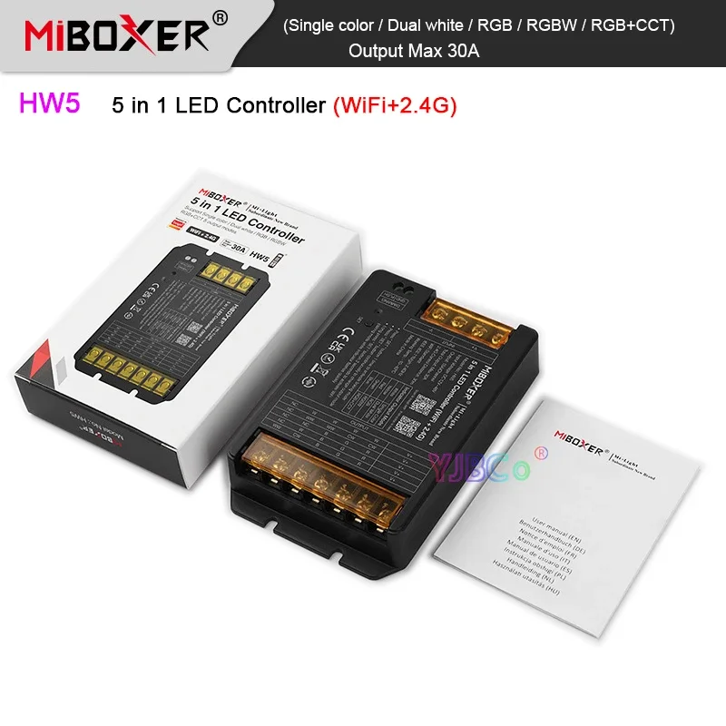 

Miboxer 12 В ~ 48 В 30A WiFi 5 в 1 светодиодный контроллер Одноцветный/двойной белый/RGB/RGBW/RGB + CCT 2,4G RF дистанционный Bluetooth диммер