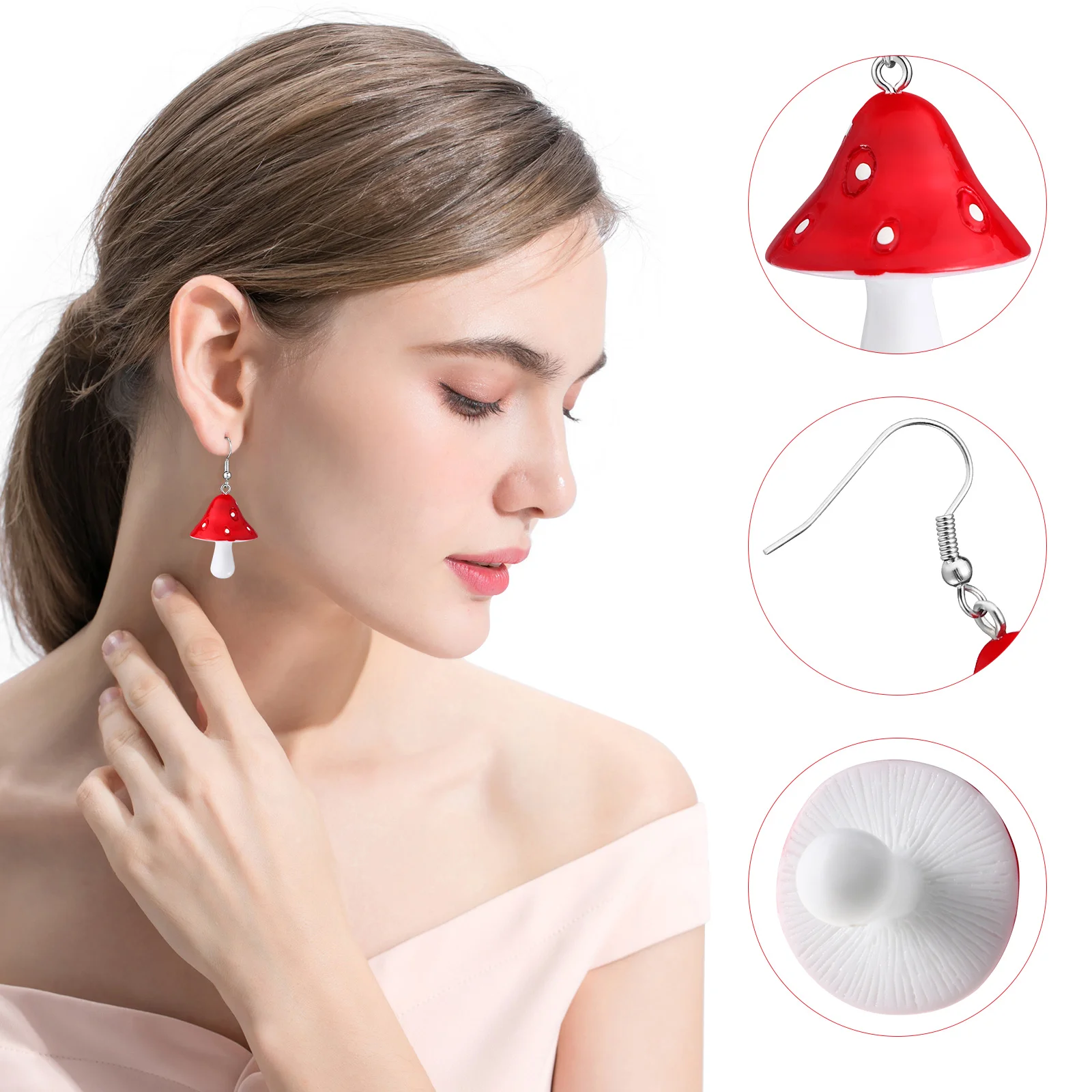 Mushroom Drop Earrings Women Pendants Chic Decorative Female Danglers Accessories Unique Fashion Creative for