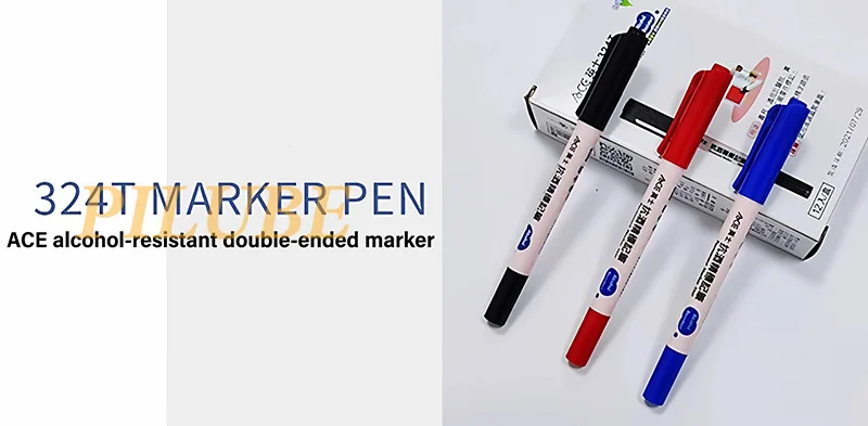 ACE 304 314 324T Dual Tip Quick Dry Oil Based Marker Pen for Lab Hospital Use Resistant to 75% Alcohol Professional Marking Tool