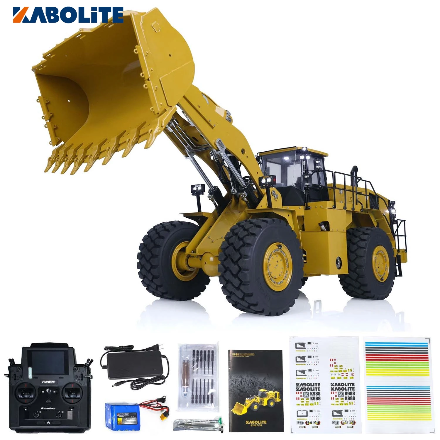 Upgraded KABOLITE Metal RC Loader Hydraulic K988 HUINA 1/14 Finished Light Sound System RTR Remote Control Car Truck RC Toys