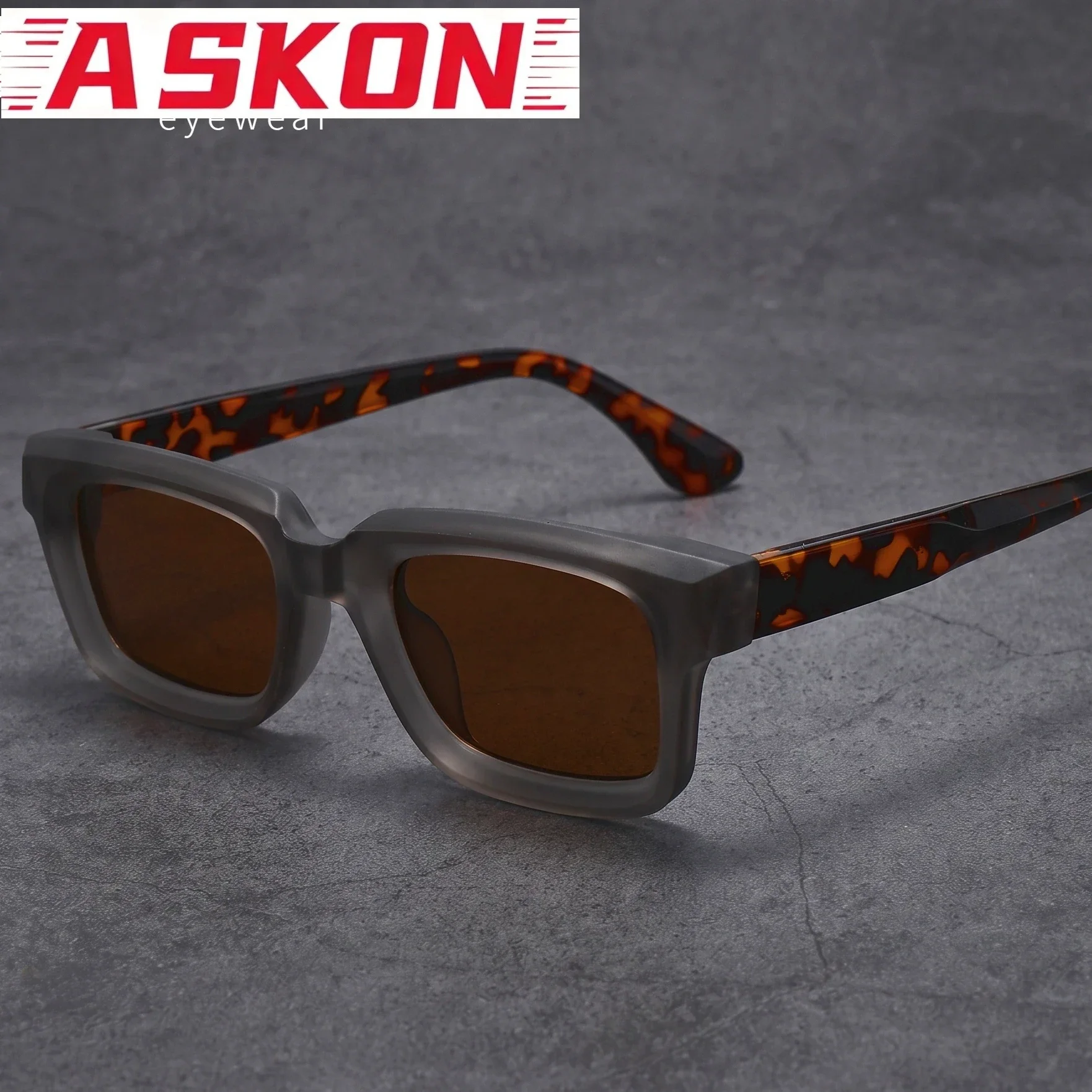 ASKON Trendy Square Sunglasses Women Men Retro Thick Rectangle Sun Glasses Gradient Translucent Frame Y2K Streetwear UV400Shades