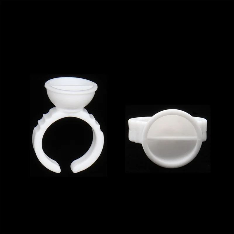 Anillo de plástico desechable para pestañas postizas, soporte de pegamento para pestañas postizas, contenedor de pegamento para pestañas, taza de maquillaje, S/M/L, 100 piezas