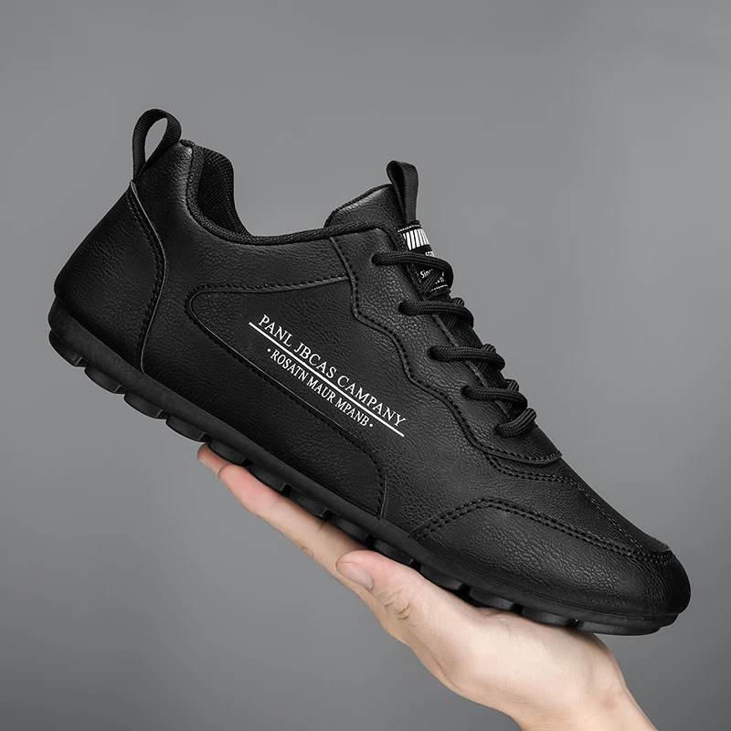 

AGAM Men's Shoes 2026 New Summer Breathable Casual Work Shoes Black Leather Fashionable Shoes for Office And Outdoor Activities