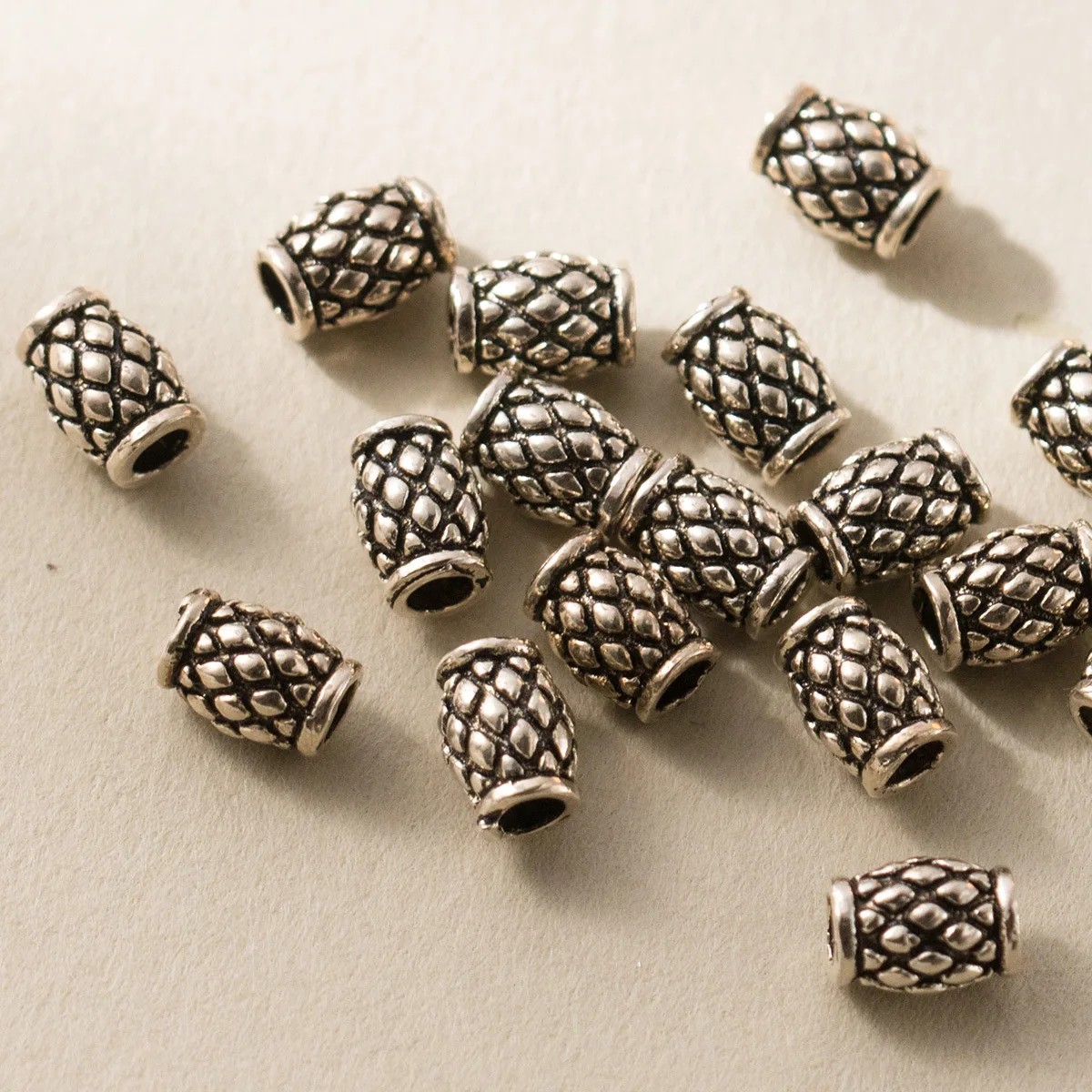 

100% Real Sterling 925 Silver Through-hole Septal Vintage Pineapple Beads Charm Diy Material Accessory For Bracelet Necklace