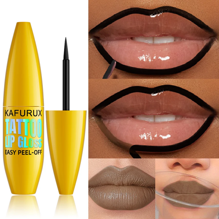 Peel Off Black Brown Lip Stain Reveal Long Lasting Waterproof Matte Lip Tint Makeup Non-stick Cup Natural Cosmetics Gifts