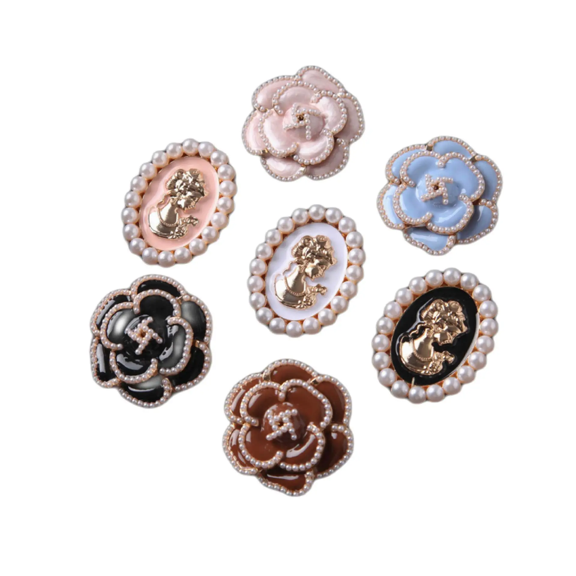 JIANWU camelia Beauty Series Vintage Pearl Flower Landscaping Material Clip in metallo Creative DIY Journal Stationery