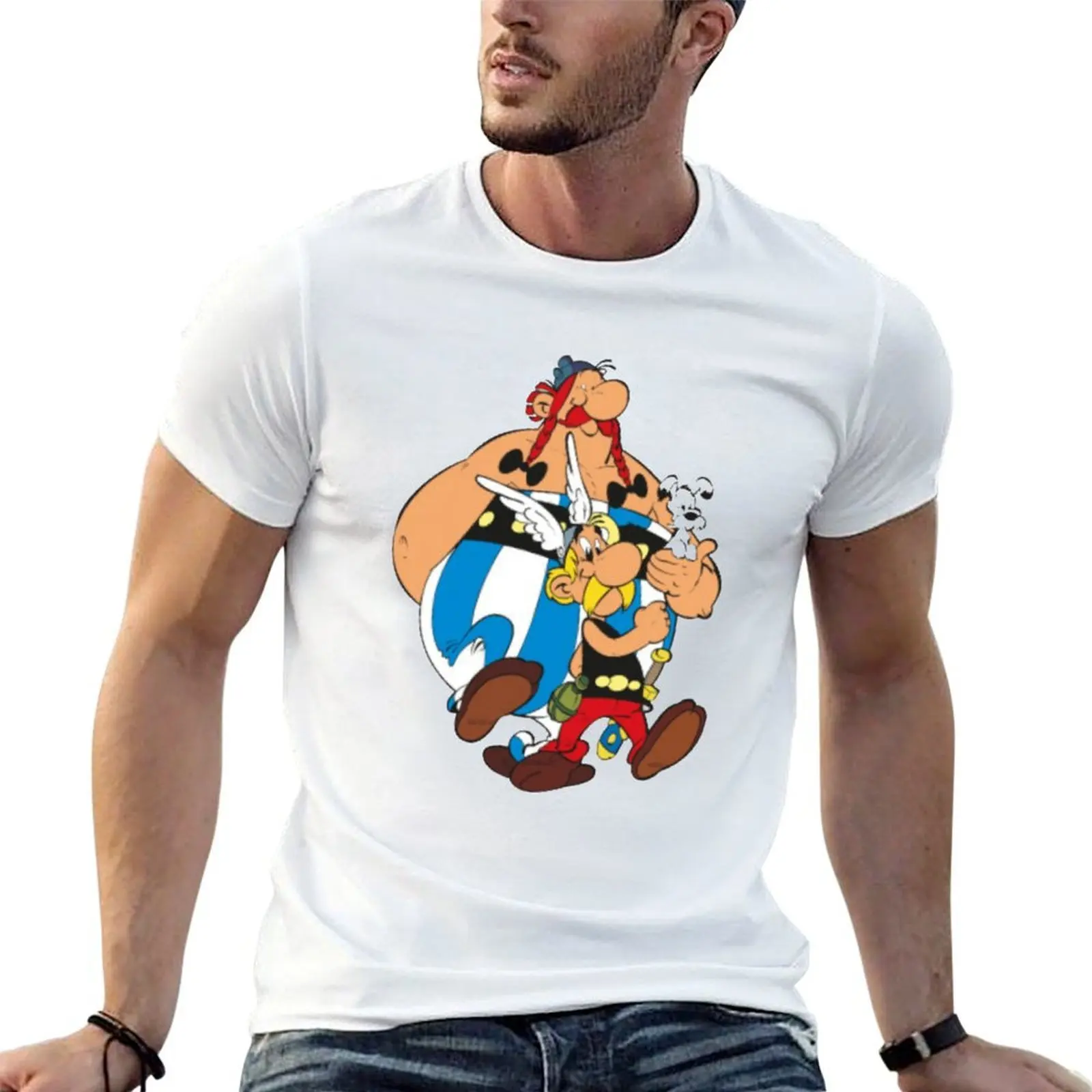 

Obelix and Asterix T-Shirt funny t shirts man cotton tshirt 100% man tshirt T-Shirt