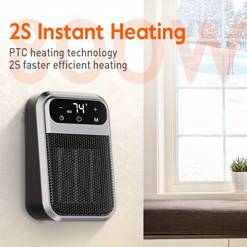 Mini Space Heater PTC Electric Fast Heating Portable Energy Efficient Small Warm Air Fan for Bedroom Indoor Use