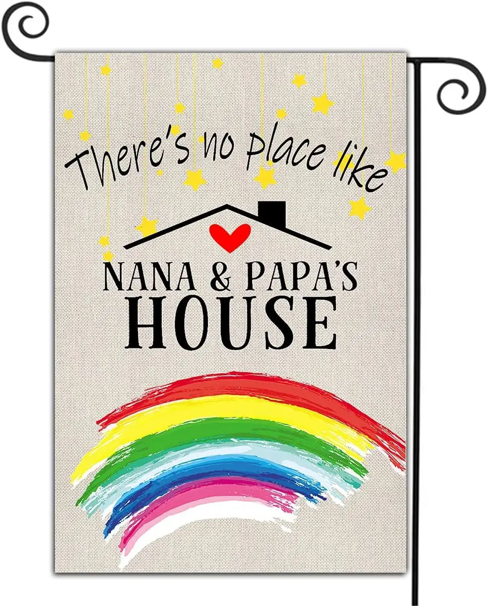 Welcome Garden Flags Yard Lawn Double Sided Home Decor Summer Yard Flag Theres No Place Like Nana&Papas House Porch Patio Ba