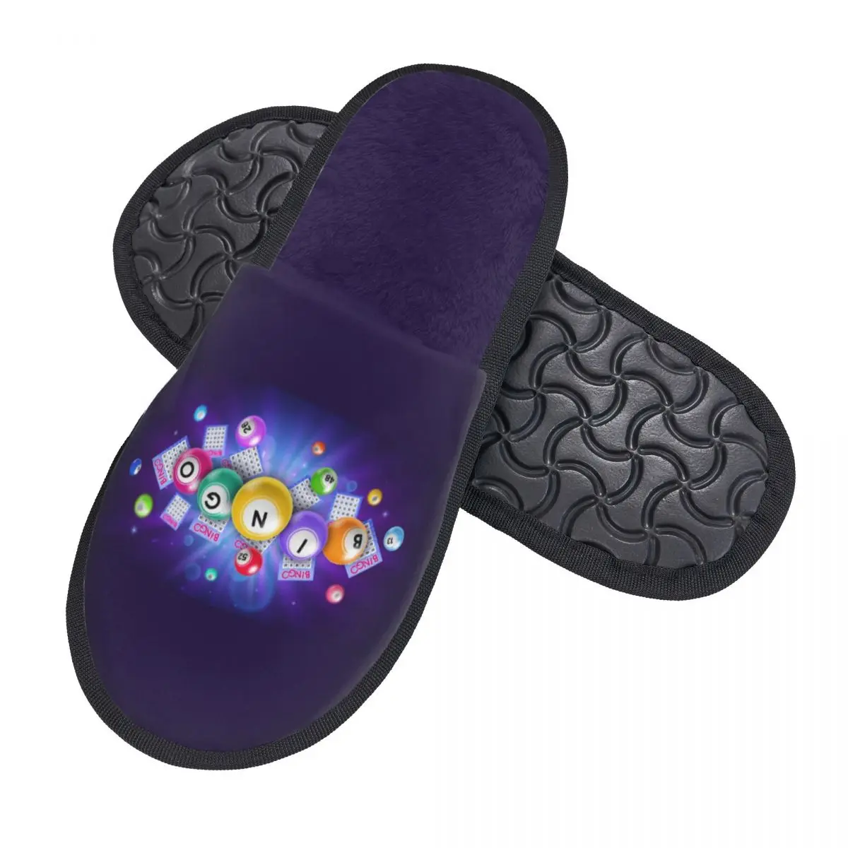 Custom Hot Game Bingo Cozy Scuff With Memory Foam Slippers Women Hotel House Shoes