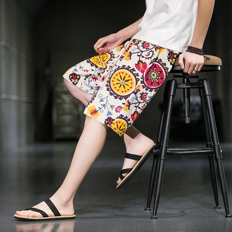 2026 Summer Men Oversized Casual Shorts Men Drawstring Shorts Male Quick Dry Hawaii Holiday Sports Printed Flowers Shorts