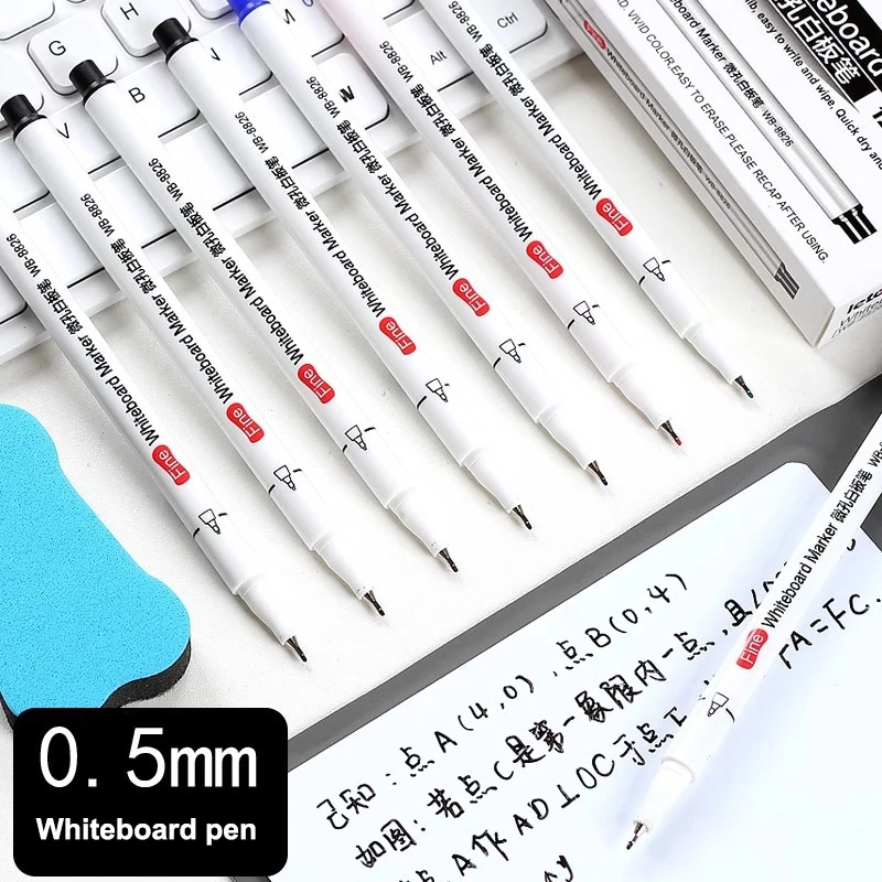 

12pcs 0.5mm Multicolour Dry Erase Markers Whiteboard Marker Pen Office School White Board Stationery Extra Fine Tip
