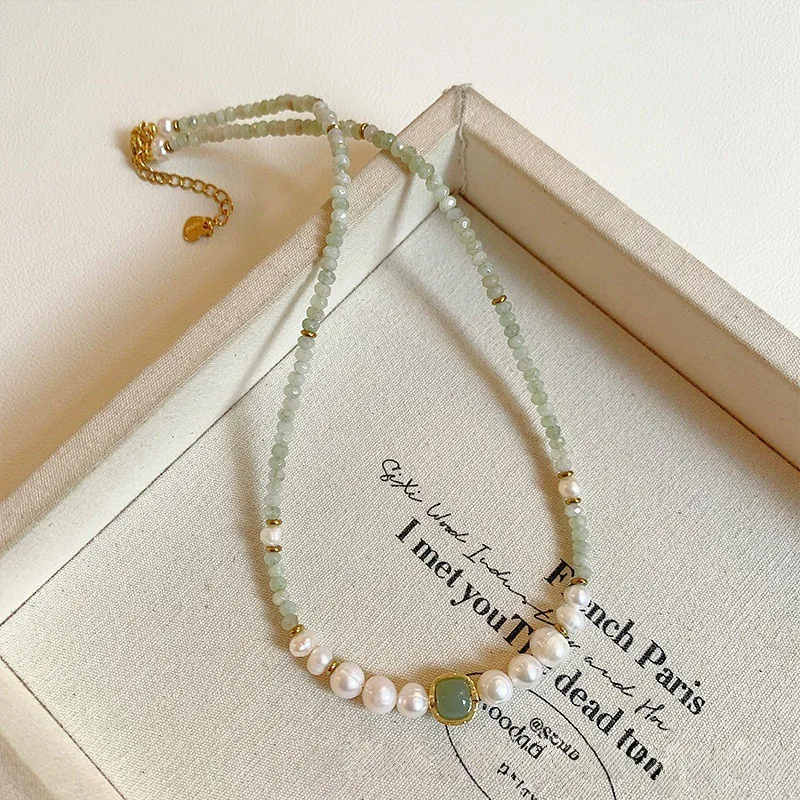 100% Natürliche Süßwasserperle & Hotan-Jade 14K Goldgefüllte Damen-Kurzkettenhalskette Schmuck Weihnachtsgeschenke für Frauen Kein Verblassen – Detail 4