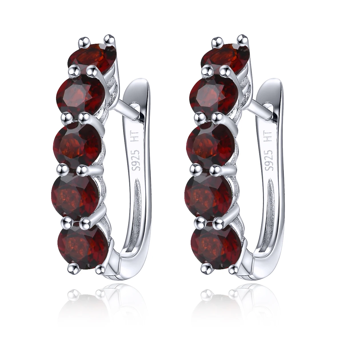 

Серьги-кольца из стерлингового серебра с натуральным красным гранатом, 3,3 карата, Январский камень, классический простой дизайн S925, новогодние подарки