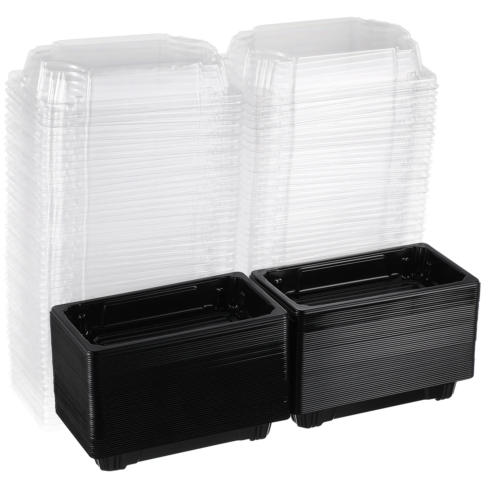 

100pcs Sushi Box Black Thickened Disposable Packaging Eco-Friendly Heat Preservation Take Out Container For Food Trucks