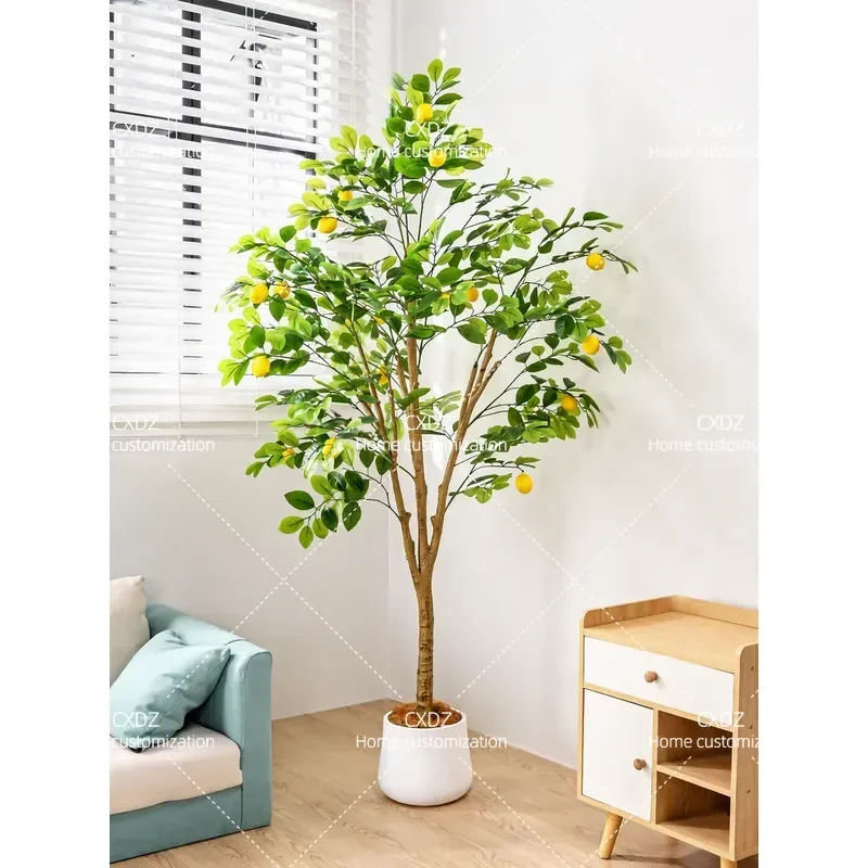 Simulation green plant lemon tree living room large potted plant indoor light luxury decorative flower bionic plant floor