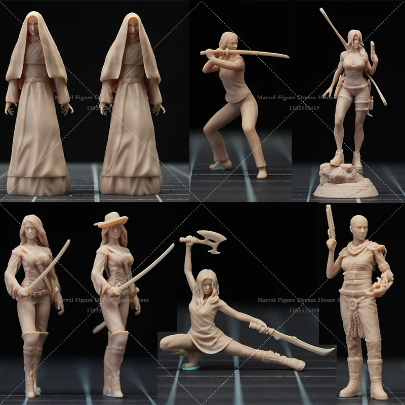 1/64 1/43 Scale Miniature Scene Dolls Un-panited White Figure Mini Model Ghost Nun Peak-combat Vengeance Goddess Awakened