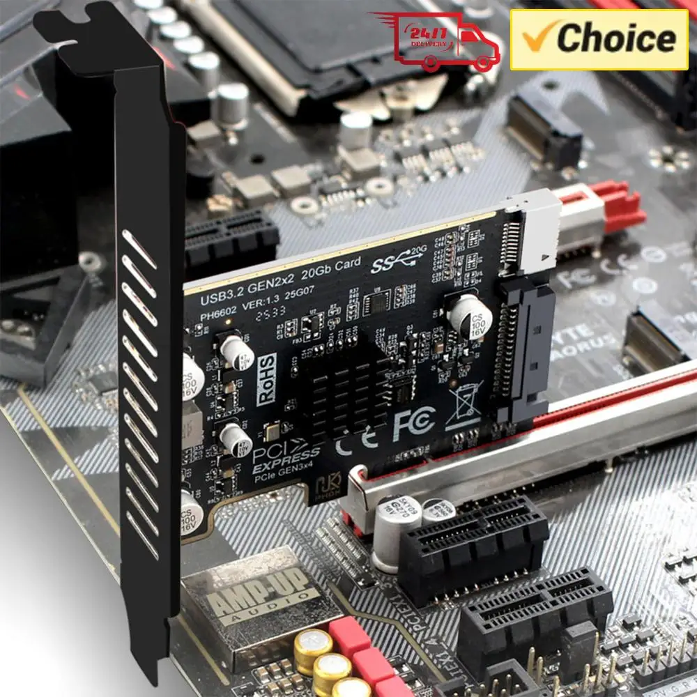 

USB 3.2 GEN2 20Gb Riser Board PCI Express X4 To Type E Expansion Card Riser Converter for Desktop PC Front Panel TYPE C