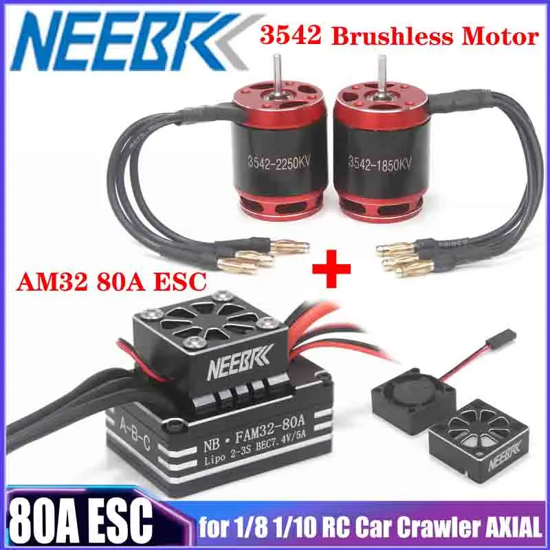 

NEEBRC AM32 80A Металлический ESC 3542 1850KV 2250KV Комбинированный бесщеточный двигатель для 1/8 1/10 RC Car Crawler AXIAL SCX10 TRAXXAS Обновление деталей