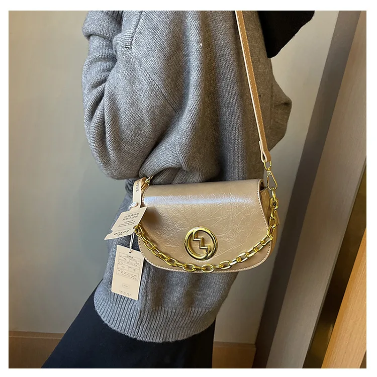 Bolso de hombro Viral Saddle: elegante bolso cruzado con asa superior, bolso de cuero imprescindible para invierno para mujer, elegante y práctico