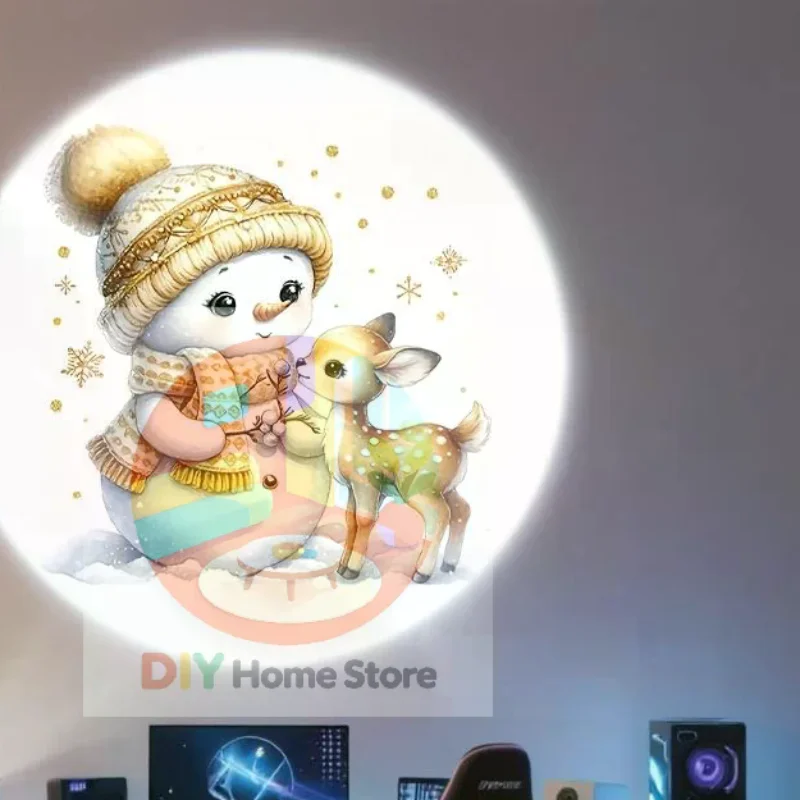 USB Christmas Projector Light 6/16 Patterns 360° Rotatable Santa Snowman Tree for Garden Patio Xmas Decor