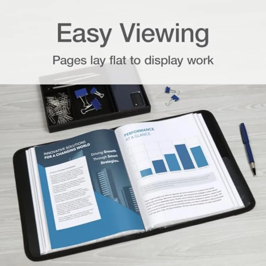 แฟ้มเอกสารแบบอ็อกซ์ฟอร์ด - แฟ้มสีดำขนาด 8.5 x 11 นิ้ว พร้อมซองพลาสติก 80 ช่อง 160 หน้า สำหรับจัดระเบียบเอกสาร งานโรงเรียน