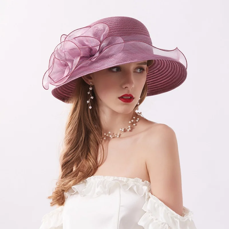 

Korean Style New Lace Women's Summer Organza Wide Brim Bucket Foldable Beach Protection Sun Hat