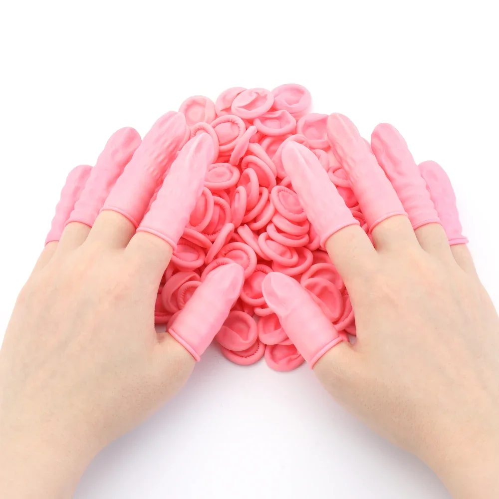 100PCS Disposable Finger Cover Natural Rubber Gloves Non-slip Anti-static Latex Finger Cots Nail Tool Fingertips Protector Glove