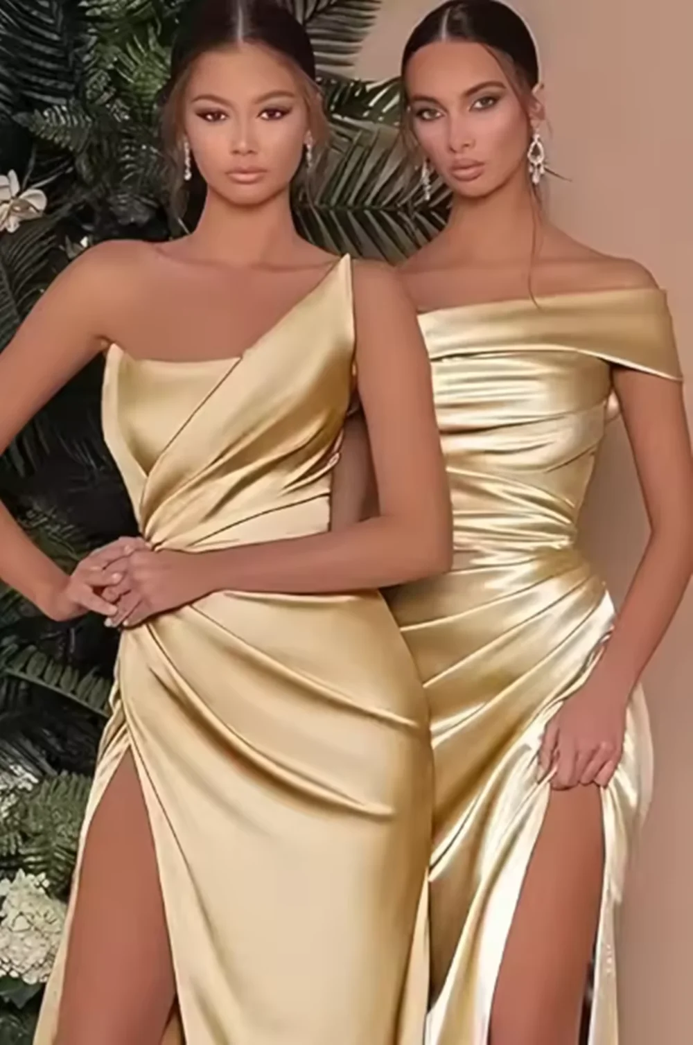 

Satin Off The Shoulder Prom Dresses High Split Pleated Mermaid Floor Length Long Evening Bridesmaid Dress with Lace Up Back