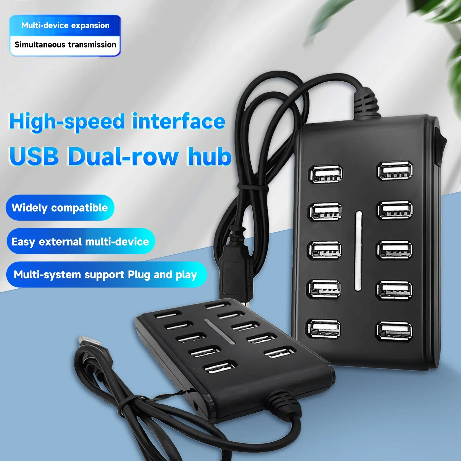 10-poorts USB 2.0 dockingstation Draagbare multifunctionele hub Hi-Speed Multi-Link USB-splitter voor mobiele telefoon Tablet