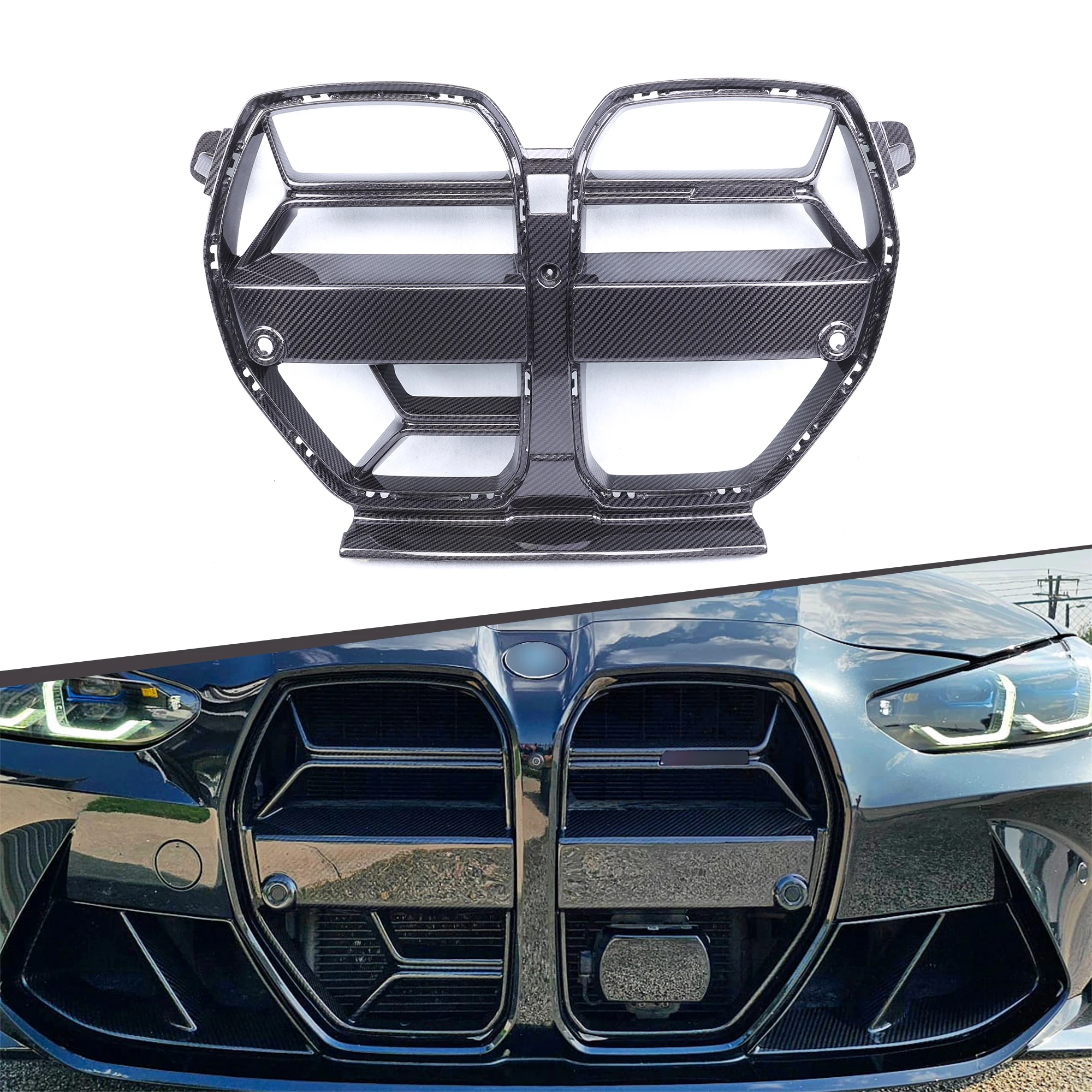 

Dry Carbon Fiber CSL Style Car Front Bumper Grille With ACC For G80 M3 G82 F83 M4 Competition 2020+