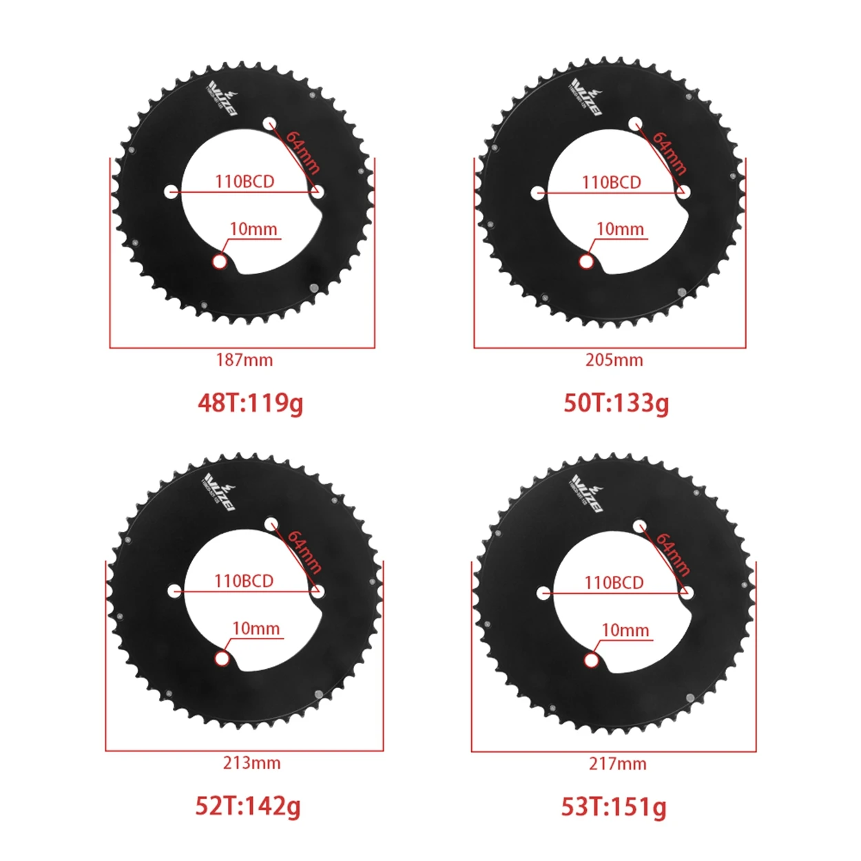 WUZEI 110BCD Rennrad Doppelkettenblatt 2x10/11/12-fach Fahrradkettenblatt 48T/33T 58T/44T Krone für Shimano 105 Ultegra R8000 – Detail 6