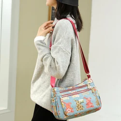 Women's Crossbody Bag Fashion Floral Multicolor Printed Holiday Travel Casual Pack Messenger Nylon Mother Handbag Shoulder Bag