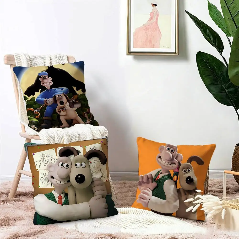 Kawaii W-Wallace And Gromit 45*45cm Cushion Cover Pillow Cover Decor Pillowcase Home Pillowcase for Couch Pillow