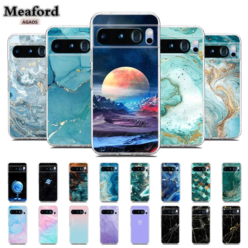 

Marble Phone Case for Google pixel 8 pro Transparent White Lovely Luxury Silicone TPU Phone Cover Cases for Google pixel 8 Coque