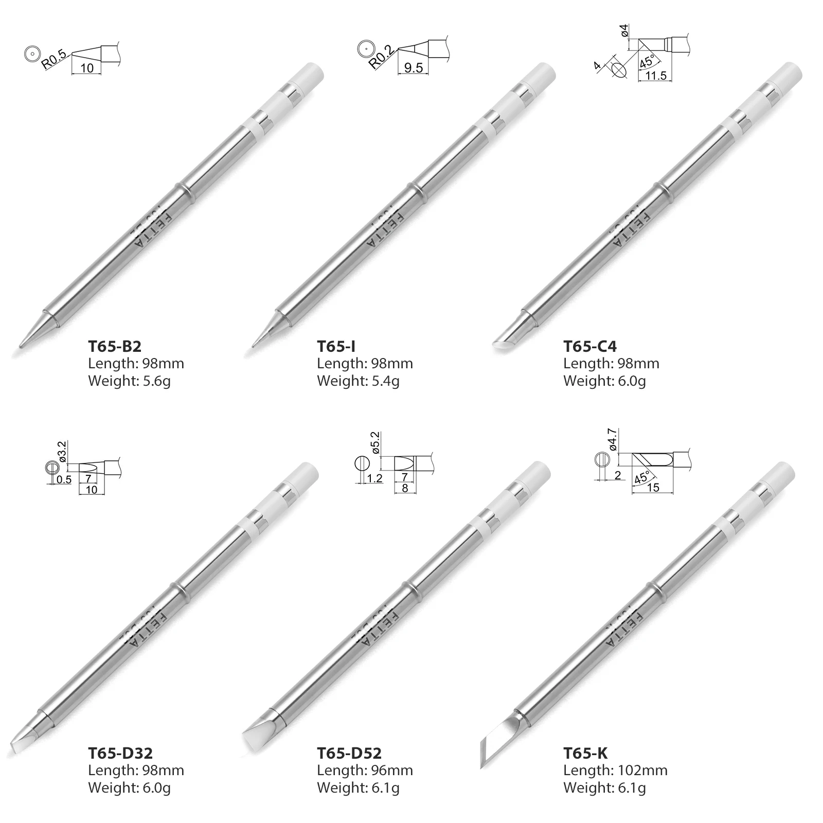 FEITA T65 Soldering Pen Iron Tips Replacement for Smart Mini Pencil Soldering Iron Micro Portable Solder Pen Tools