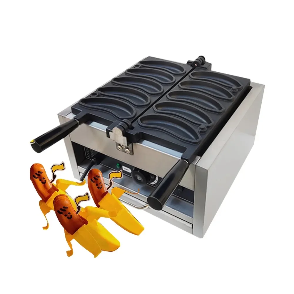 Banana Shaped Waffle Maker, Smiling Face, Non-Stick Coating, 50-300℃ Temperature Adjustable, Snack Making Machine