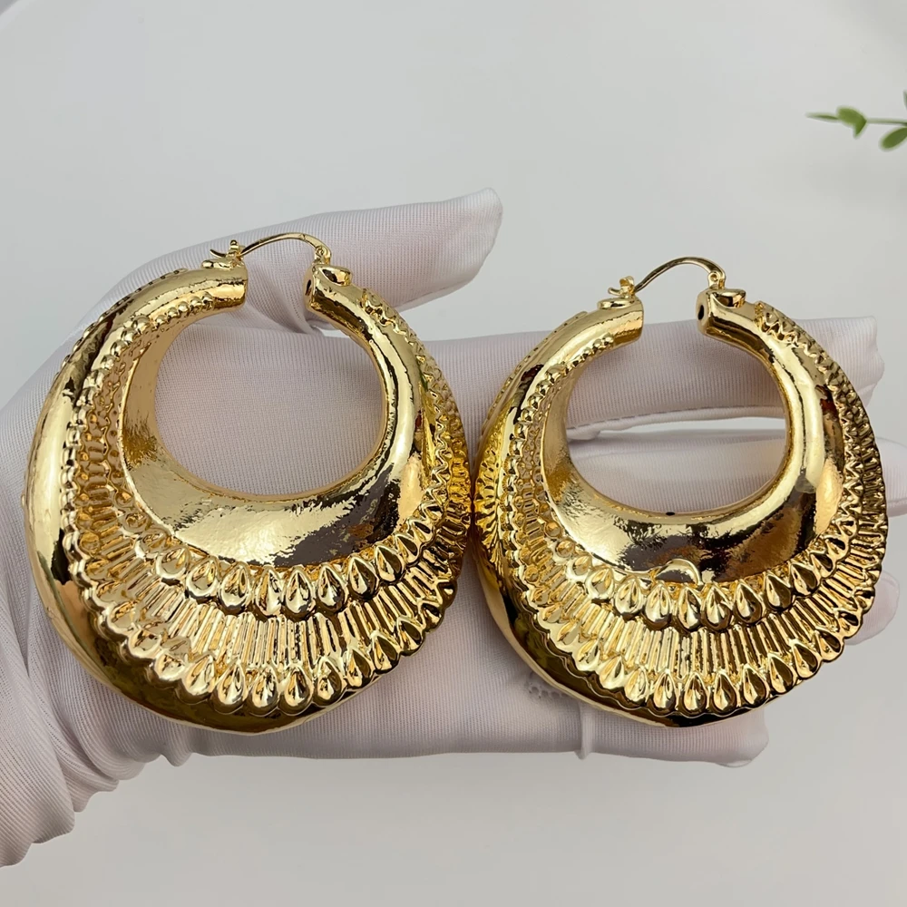 EMMA Große Tropfenohrringe für Damen, Vintage, übertrieben, leicht, vergoldet, Kreisohrringe, Schmuck FHK29338
