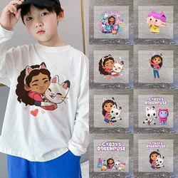 New Gabby Dollhouses Iron Patch Sticker Cartoon Patch per abbigliamento t-shirt fai da te trasferimento di calore Patch vestiti personalizzato VinylSticker