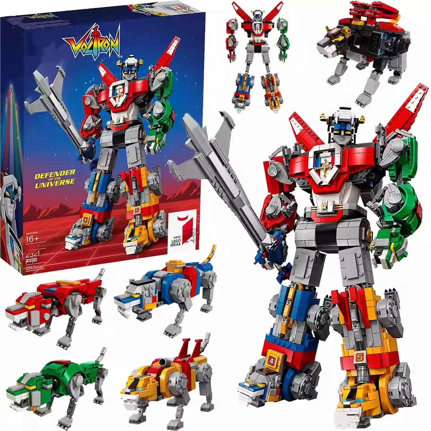 

2321PCS Ideas Super Hero Voltron 5in1 Transformation Building Blocks Assemble Bricks Toy Gift For Children Kids